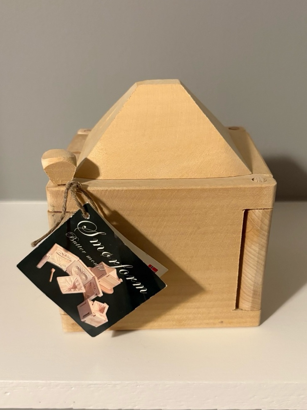NWT Vintage Norwegian Scandinavian folding carved wooden butter mold cheese form